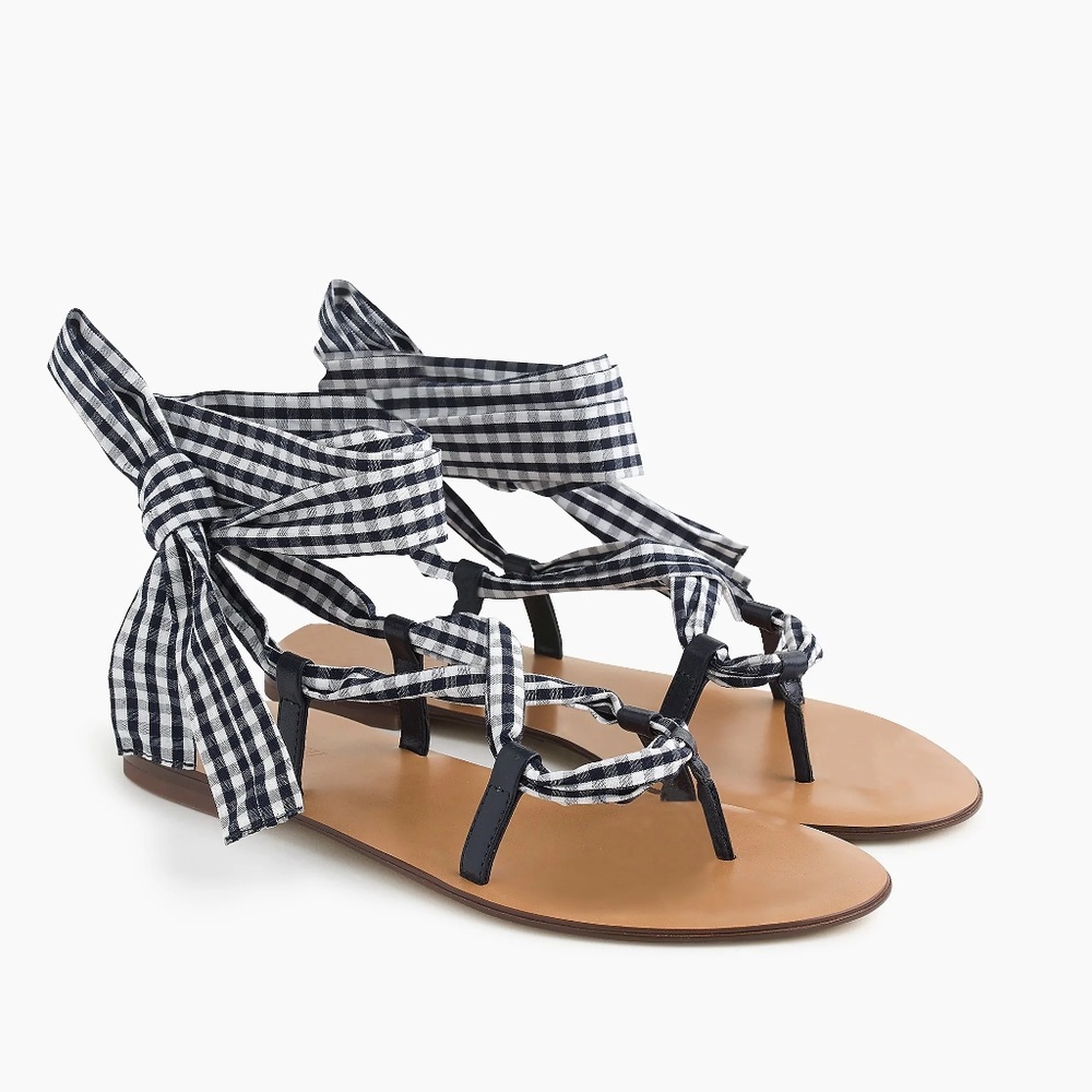 NWT‎ J. Crew Women's Wrap-Around Sandal in Gingham